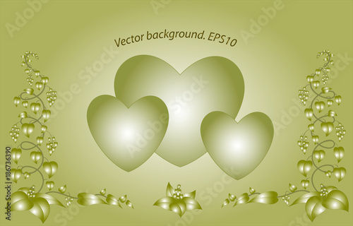 Decorative monochrome floral hearts. EPS10 vector illustration