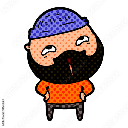 cartoon happy bearded man