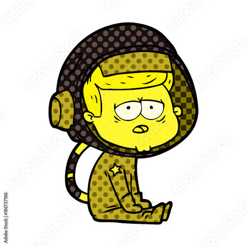 cartoon tired astronaut