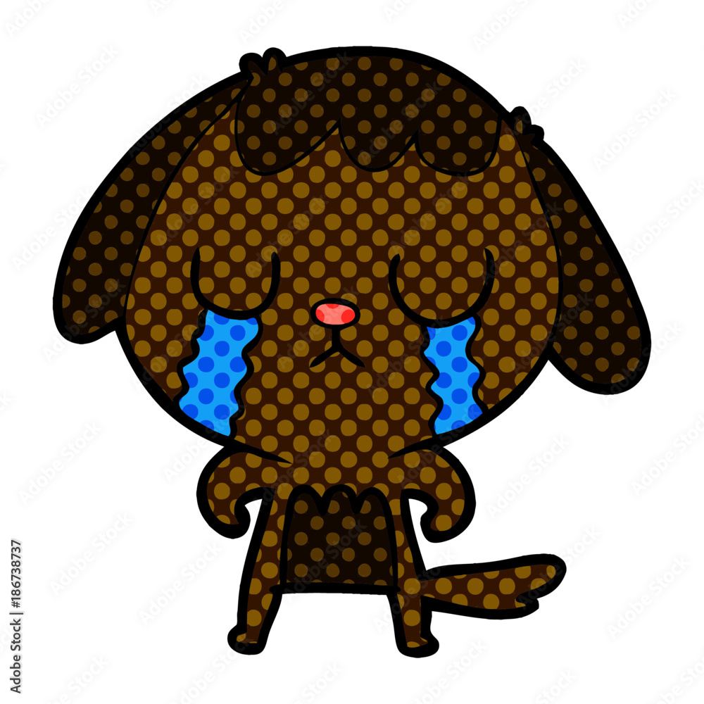 Obraz premium cute cartoon dog crying