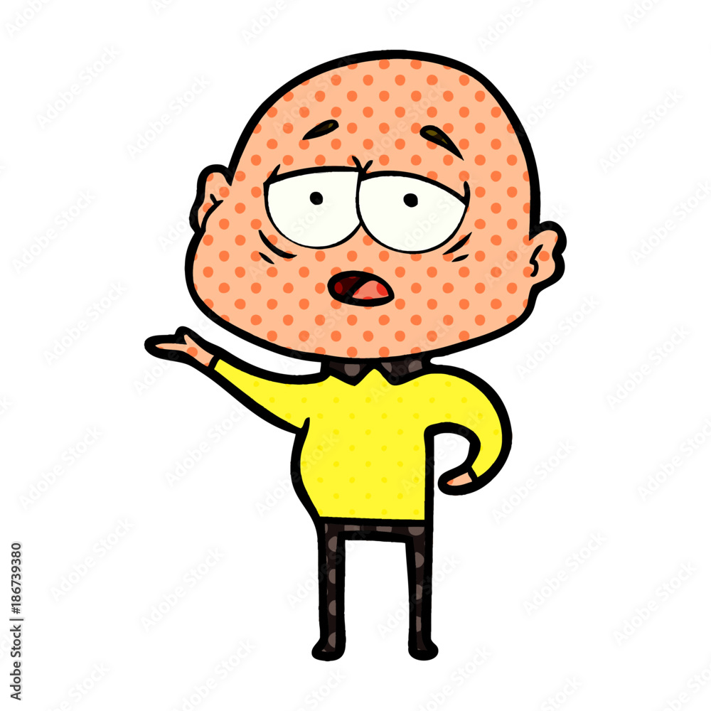 cartoon tired bald man cartoon tired bald man