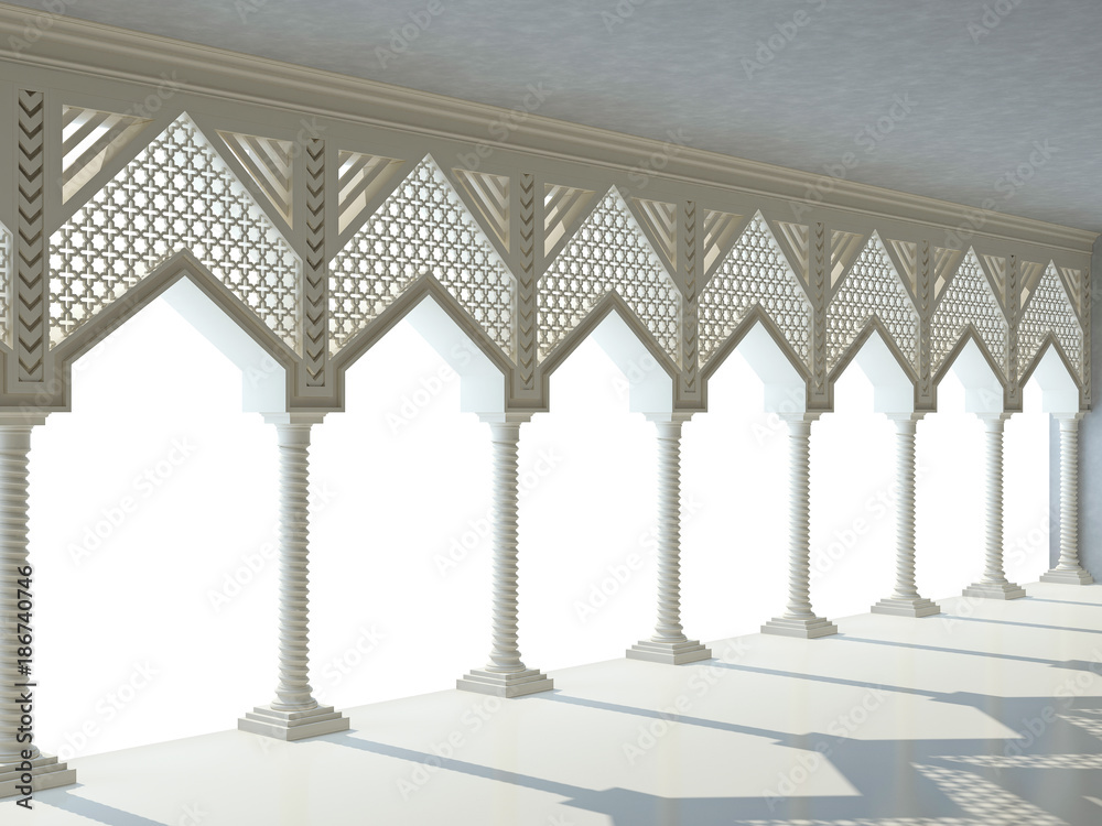 Beautiful colonnade. 3D render