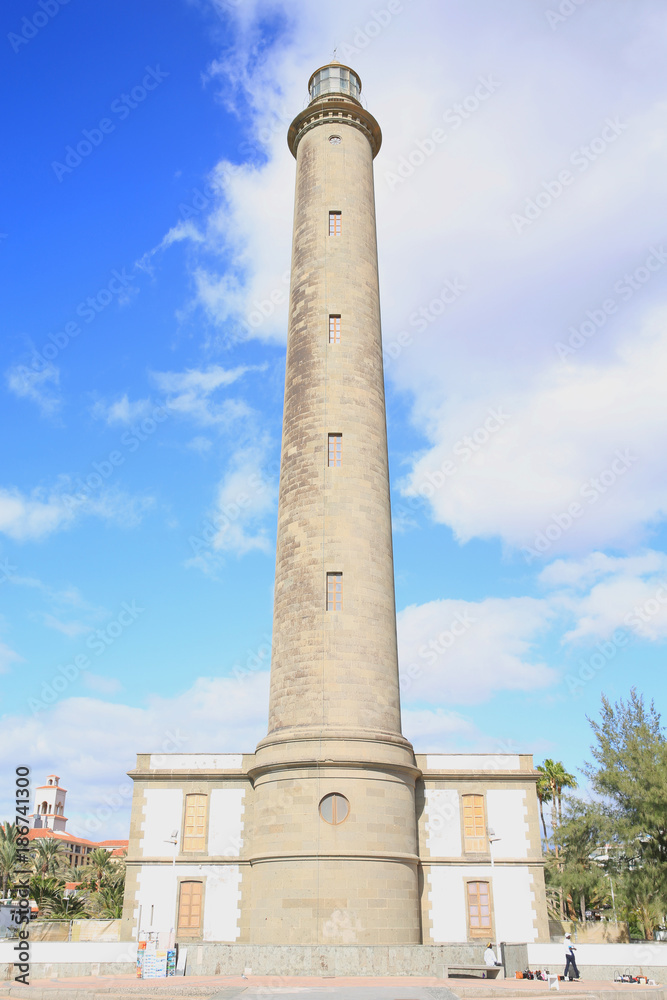 The historic lighthouse in Maspalomas on Gran Canaria, Canary Islands, Spain