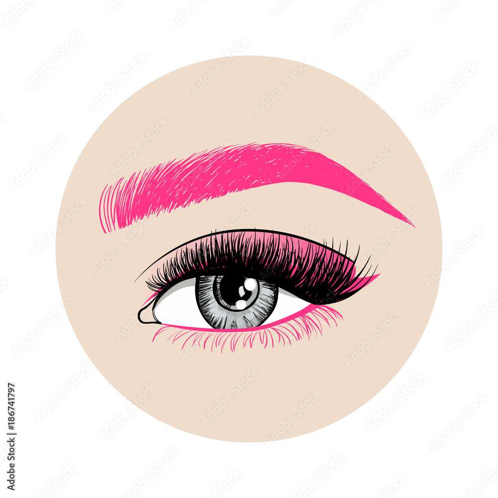 Mắt đẹp của phụ nữ với trang điểm sáng tạo - Đôi mắt đẹp sẽ làm bạn trở nên nổi bật và quyến rũ hơn. Hãy thưởng thức bức ảnh về một đôi mắt đẹp của phụ nữ với trang điểm sáng tạo. Chân mày hồng cùng mi dài màu hồng trông thật tuyệt vời trên nền hồng tươi sáng.