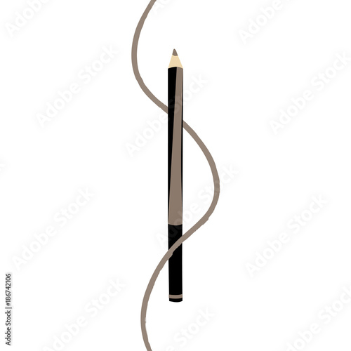 Vector pencil eyebrow with tracing line stroke. Brown eye pencil or magnificent eyebrows.. Thin Line Isolated on White Background