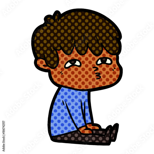 cartoon curious man