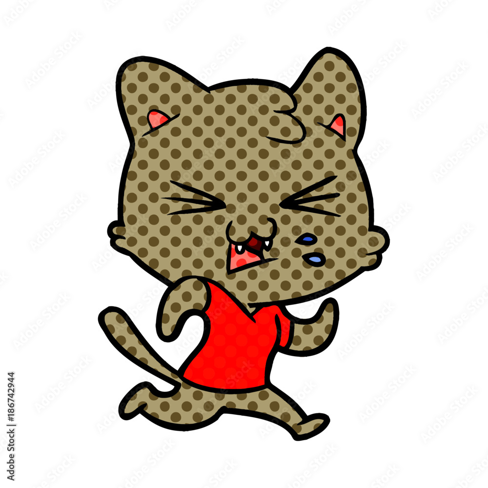 Obraz premium cartoon cat hissing