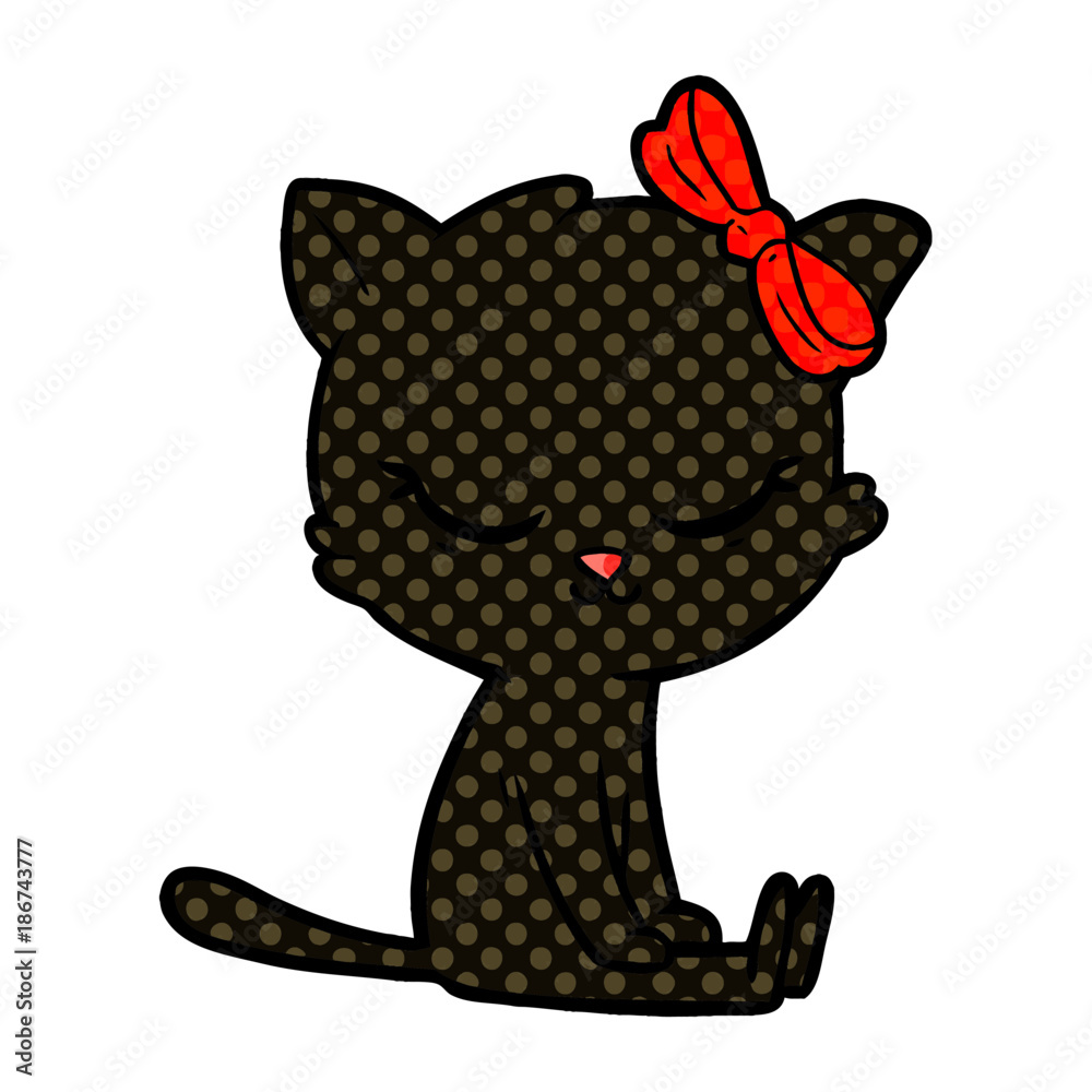 Obraz premium cute cartoon cat with bow