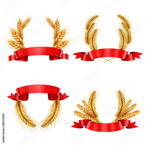 Realistic Spikelet Wreaths With Ribbons