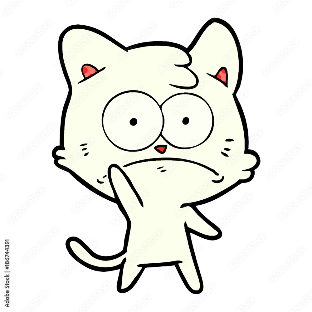 cartoon nervous cat