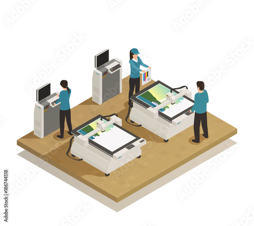 Printing House Production Isometric composition 