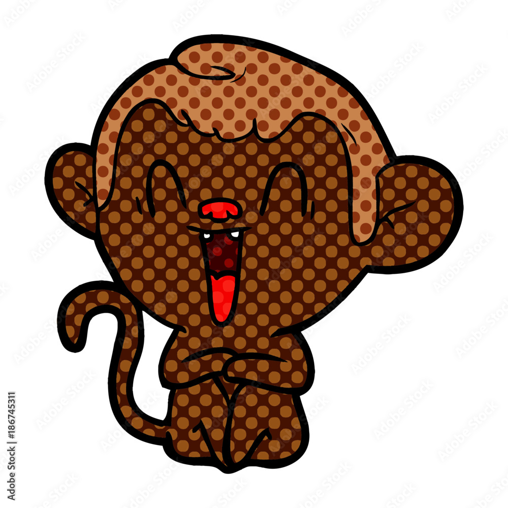 Obraz premium cartoon laughing monkey