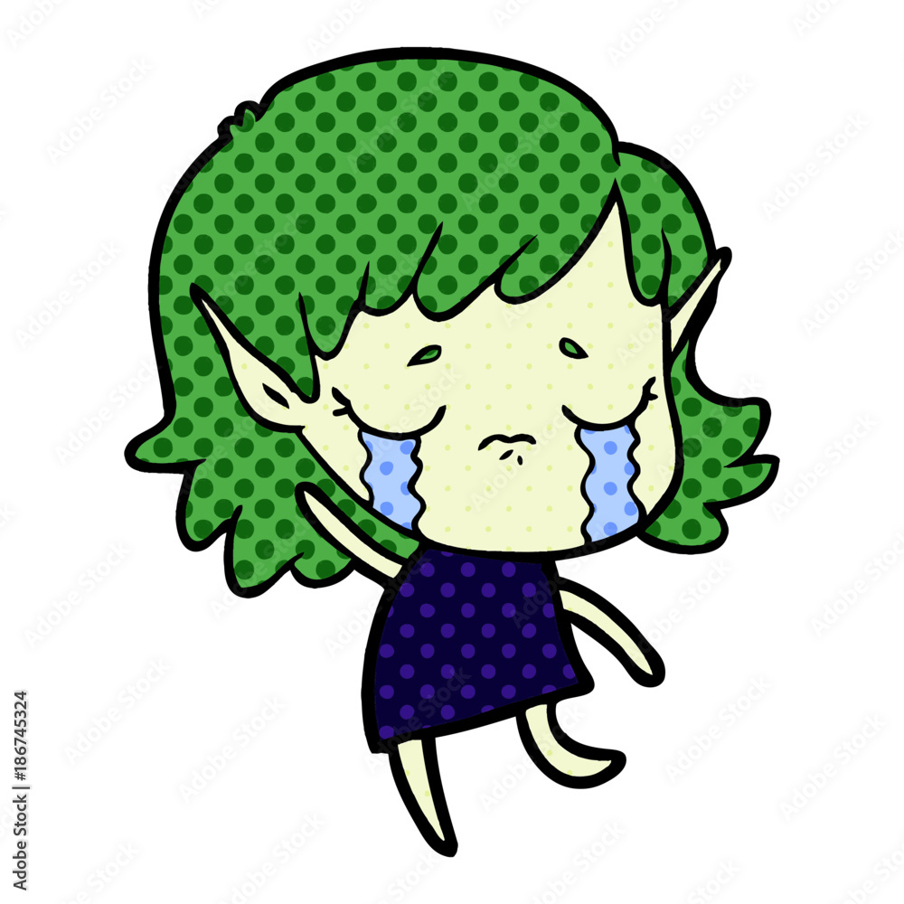 cartoon crying elf girl cartoon crying elf girl