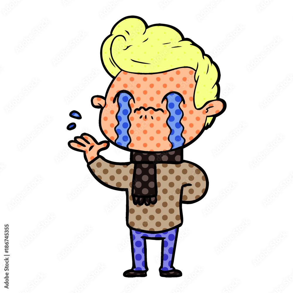 Fototapeta premium cartoon man crying