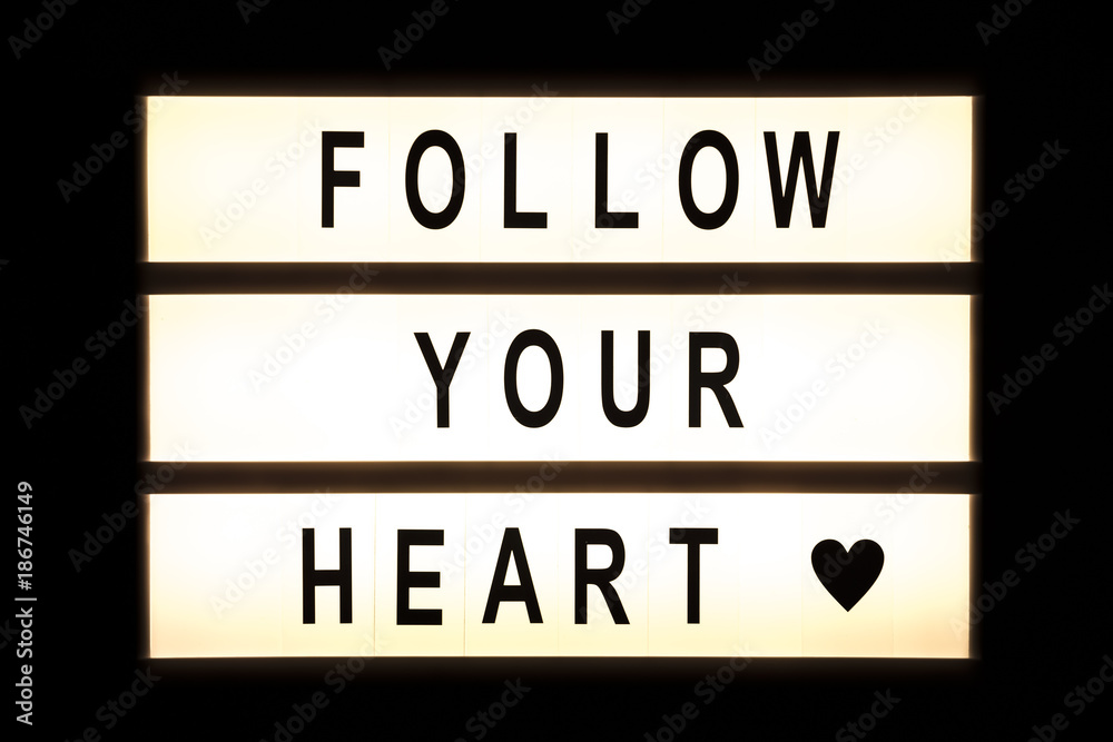 Folow your heart hanging light box Folow your heart hanging light box
