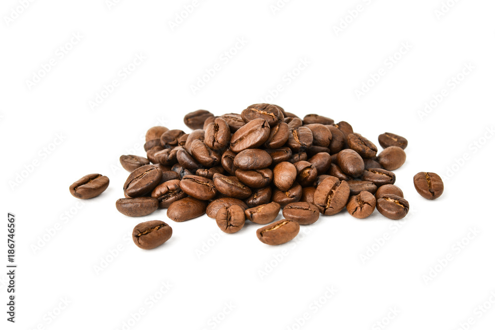 fresh coffee beans on white background fresh coffee beans on white background