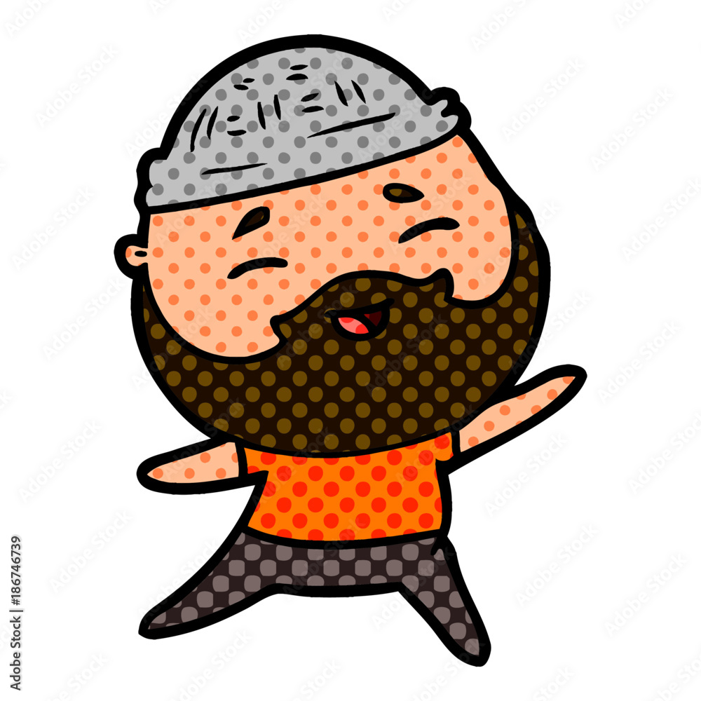 cartoon happy bearded man
