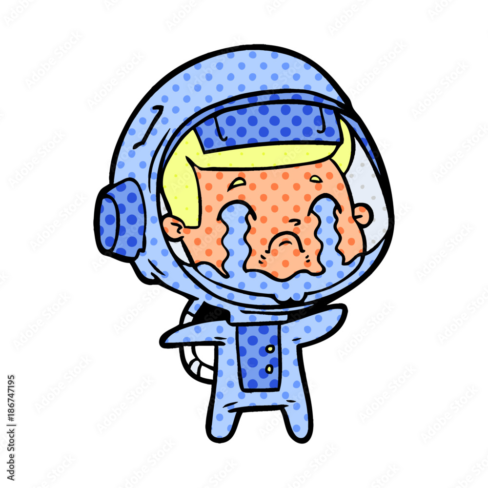 Obraz premium cartoon crying astronaut