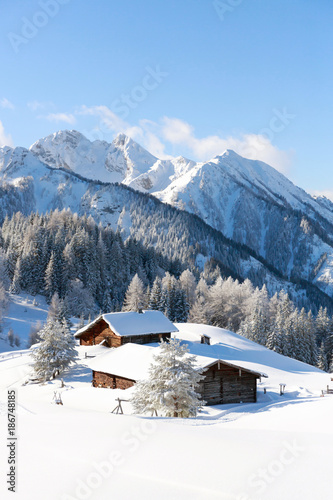 Snowy winter landscape. Austrian Alps