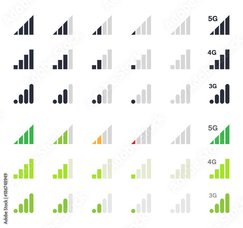 mobile signal icons, signal strength indicator signs