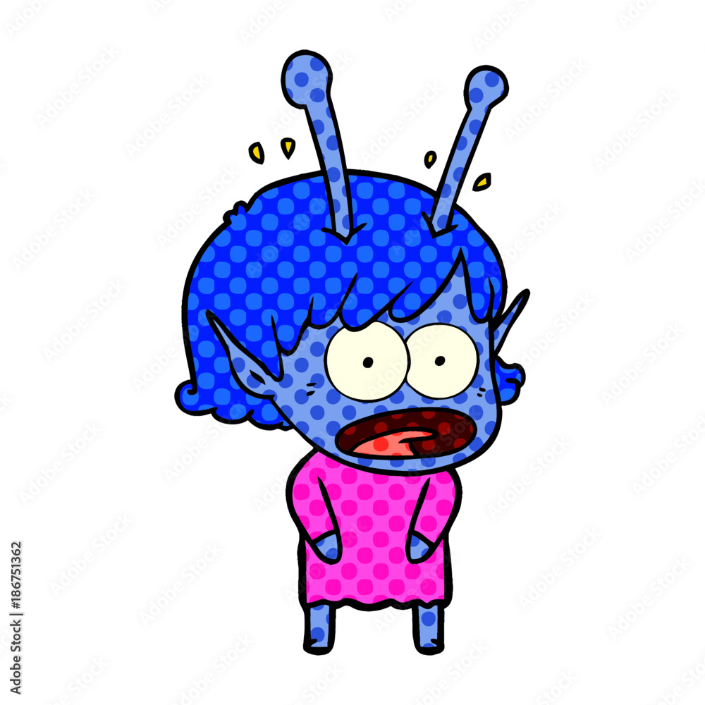 cartoon shocked alien girl cartoon shocked alien girl