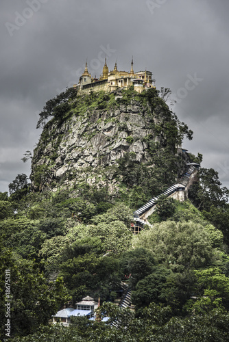 Low angle view of monastery on Mount Popa photo