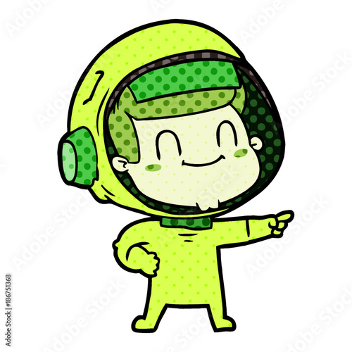 happy cartoon astronaut man