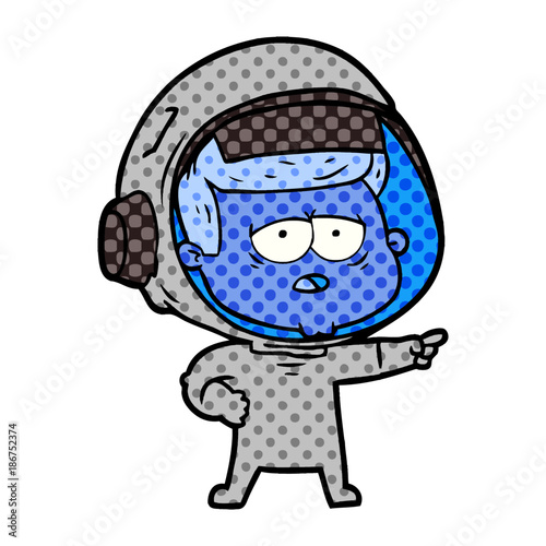 cartoon tired astronaut