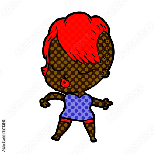 cartoon pretty hipster girl