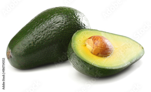 healthy food. sliced avocado isolated on white background.