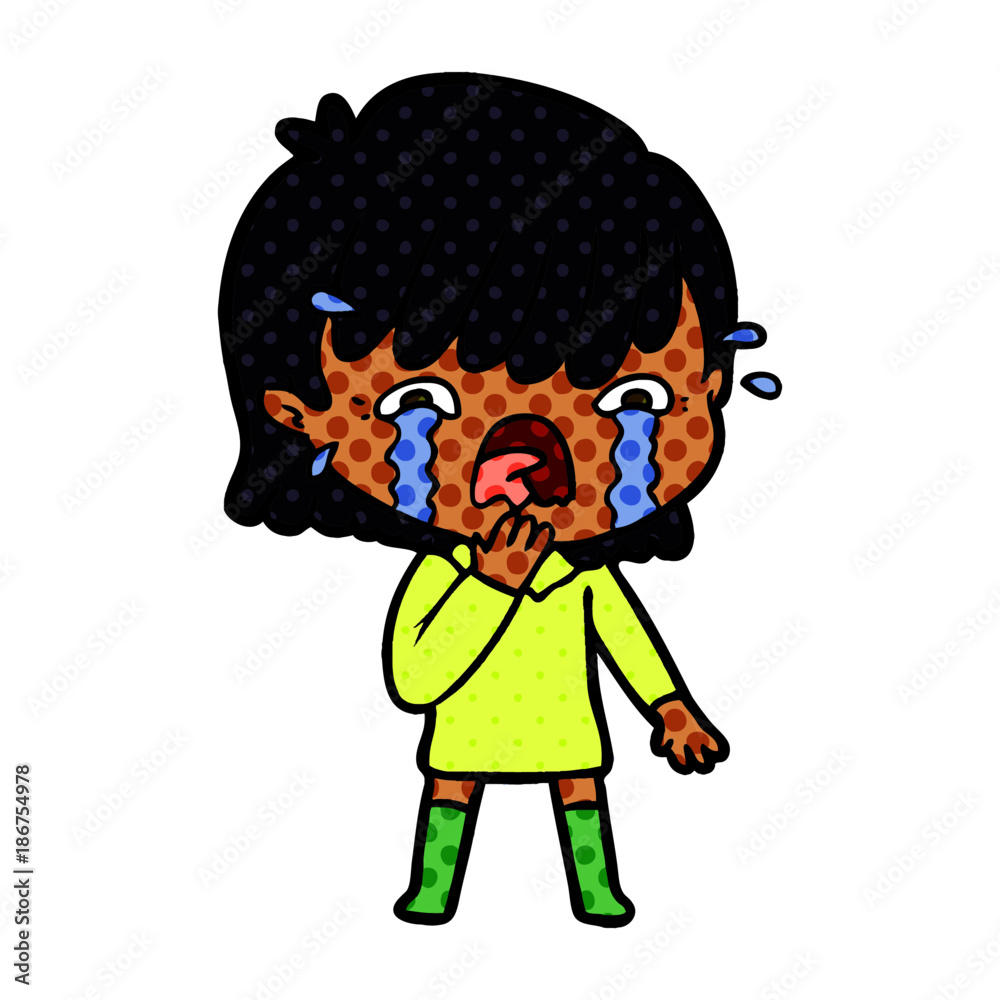 cartoon girl crying