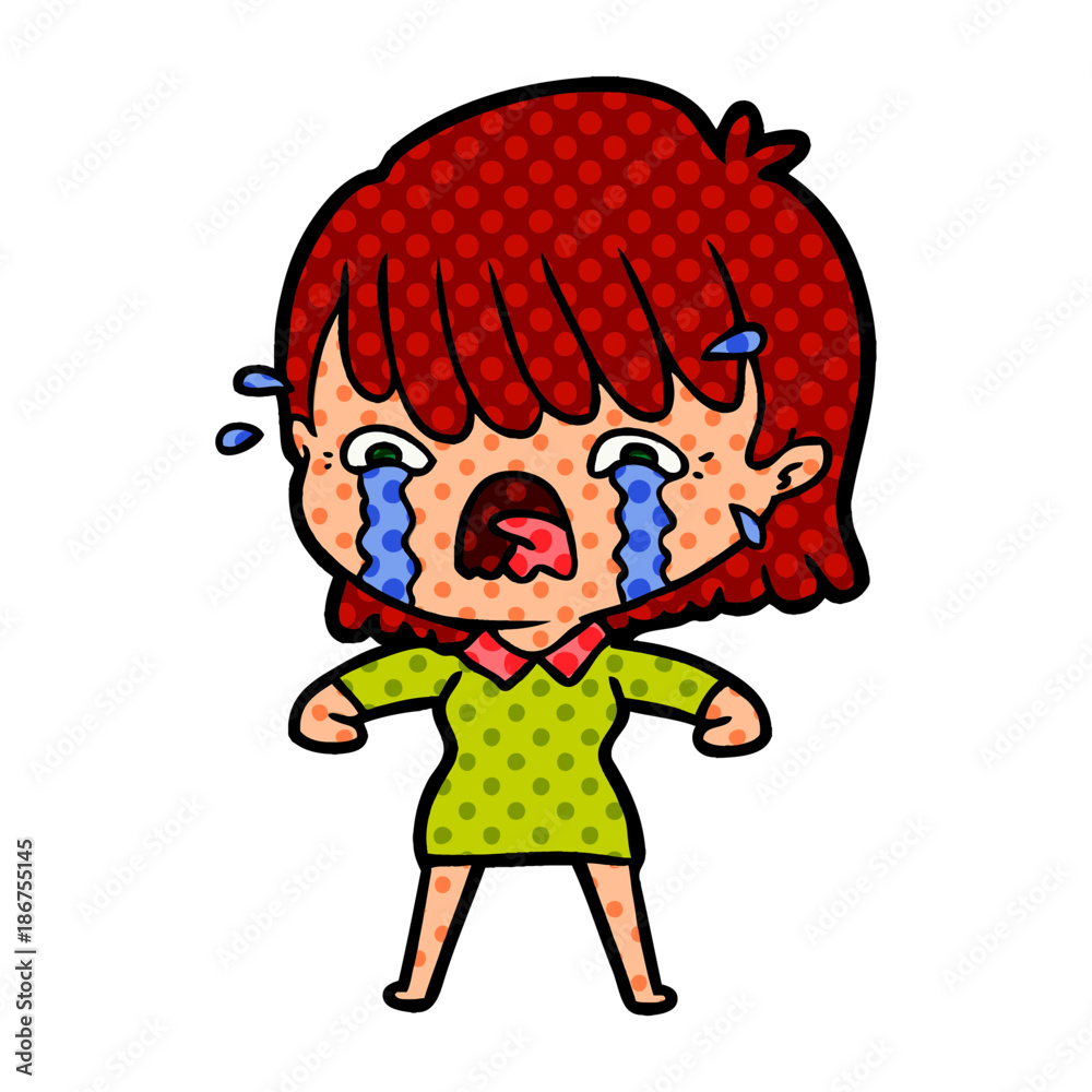 cartoon girl crying