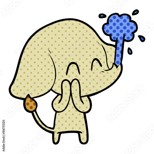 cute cartoon elephant spouting water