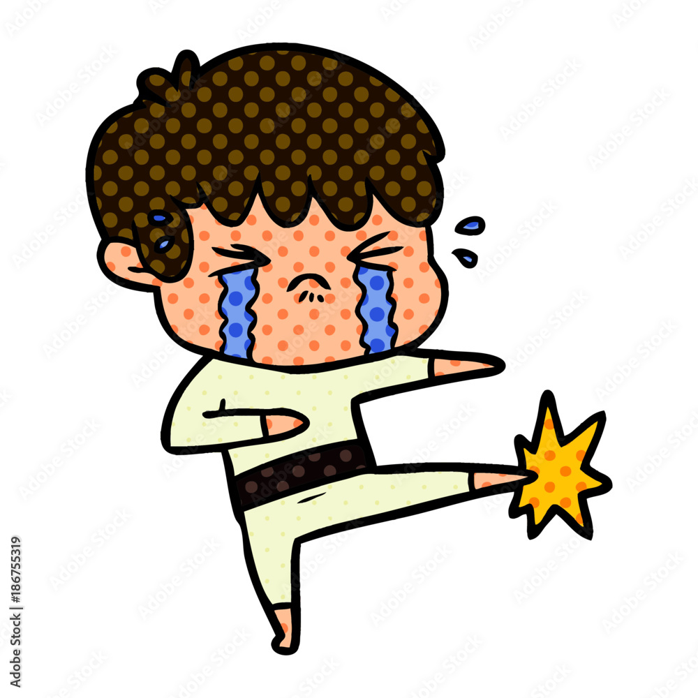 Obraz premium cartoon boy crying