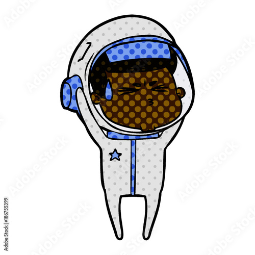 cartoon stressed astronaut