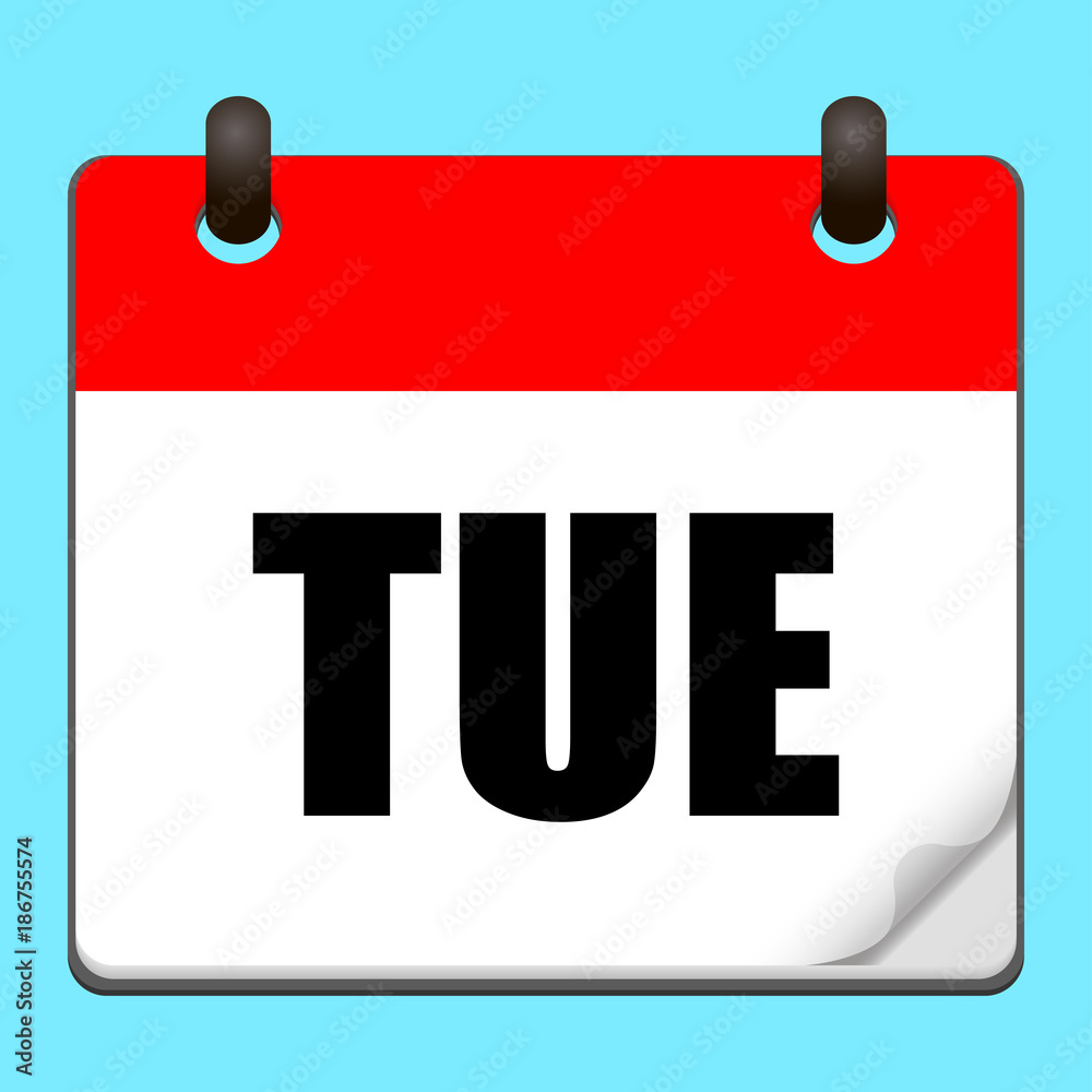 Calendar icon vector. Icon with title of day of the week tuesday .Vector  illustration Stock Vector | Adobe Stock