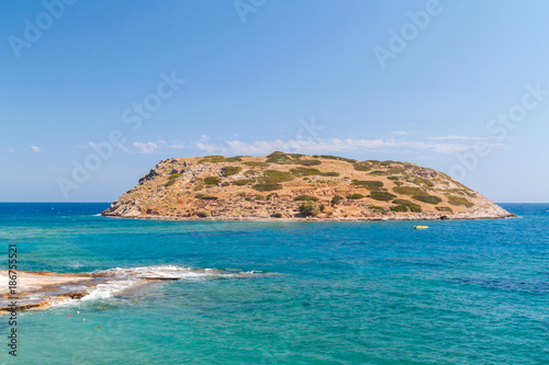 Mirabello Bay view with Spinalonga island on Crete, Greece