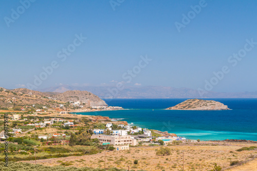 Mirabello Bay view with Spinalonga island on Crete  Greece