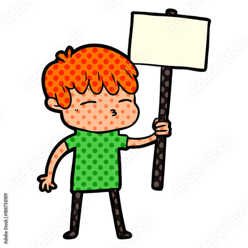 cartoon curious boy