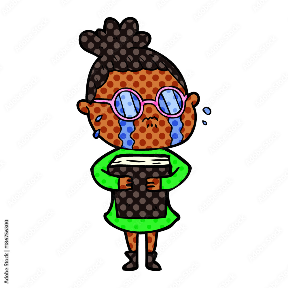 cartoon crying woman wearing spectacles cartoon crying woman wearing spectacles