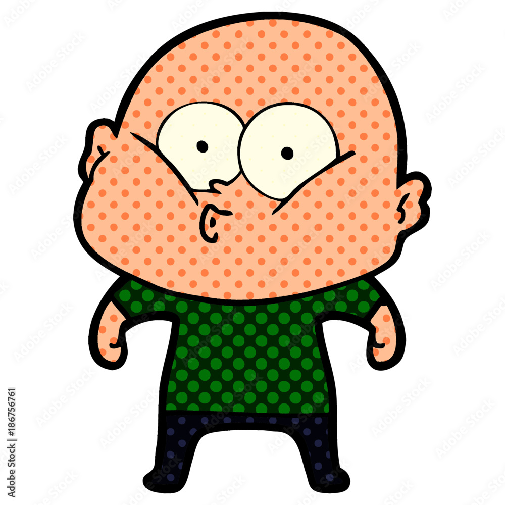 Fototapeta premium cartoon bald man staring