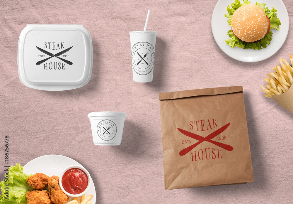 食品パッケージのモックアップ Stock Vorlage Adobe Stock