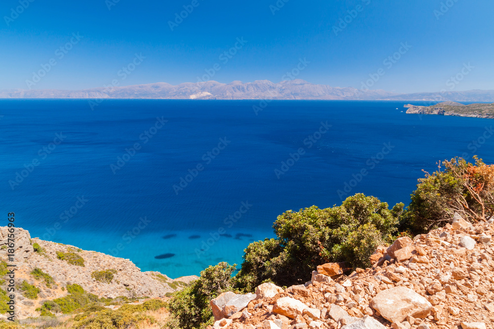 Amazing Bay view with blue lagoon on Crete, Greece