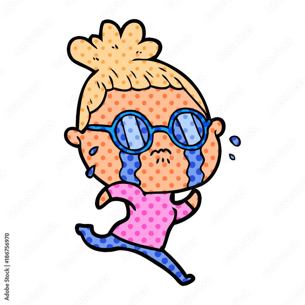 cartoon crying woman wearing spectacles cartoon crying woman wearing spectacles