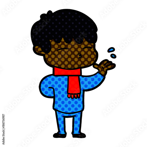 cartoon curious boy