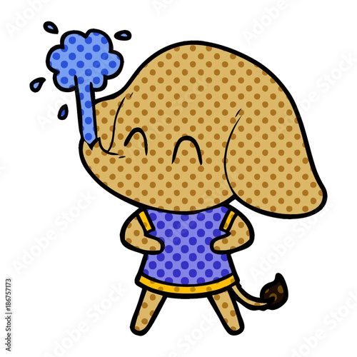 cute cartoon elephant spouting water