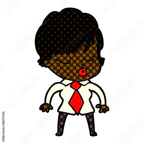 cartoon woman with eyes shut