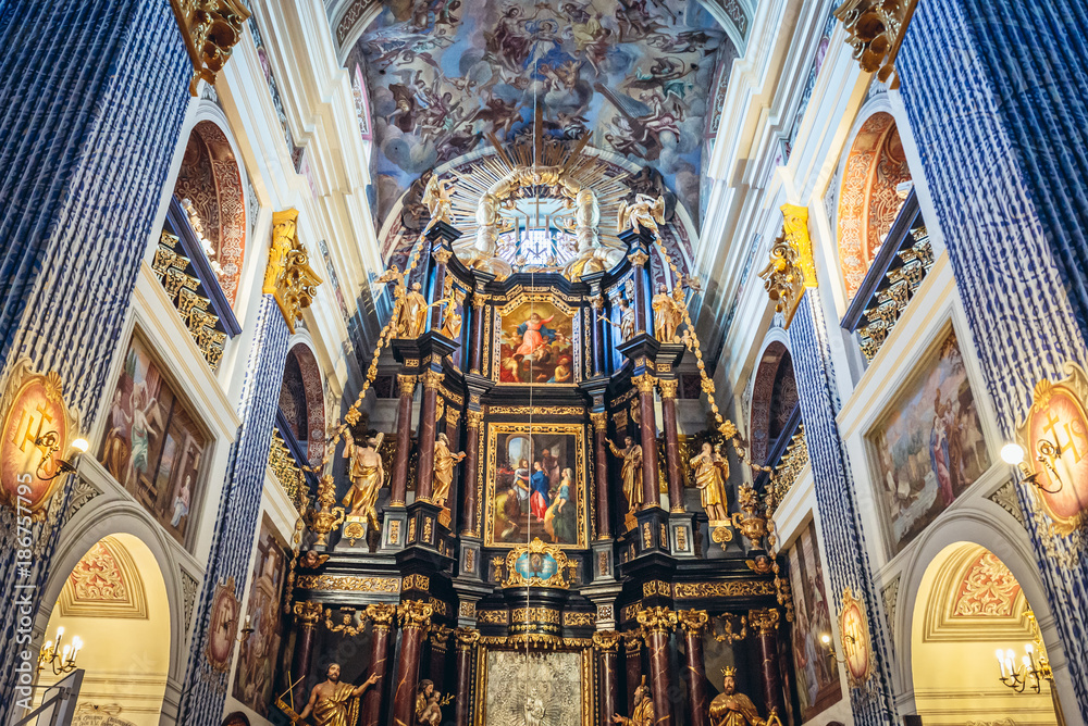 Interior of Visitation of Blessed Virgin Mary Basilica in Swieta Lipka village, Poland