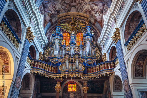 Interior of Visitation of Blessed Virgin Mary Basilica in Swieta Lipka village  Poland