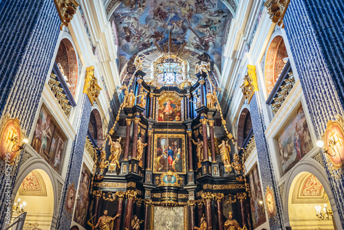 Interior of Visitation of Blessed Virgin Mary Basilica in Swieta Lipka village, Poland
